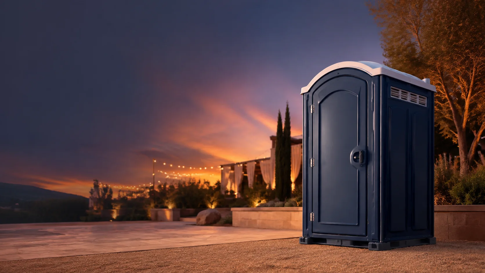 Portable restroom shown for rental planning in Aiken, SC